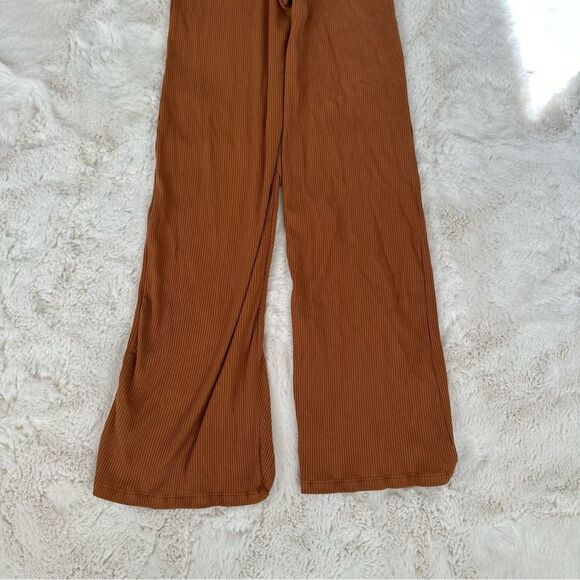 Free People FP Beach orange yellow flare yoga pants with ribbing and slit - Picture 8 of 8